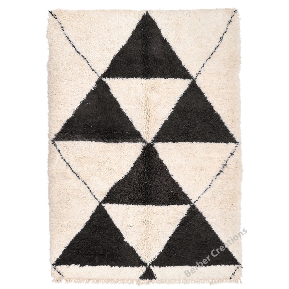 shag moroccan wool rug white and black