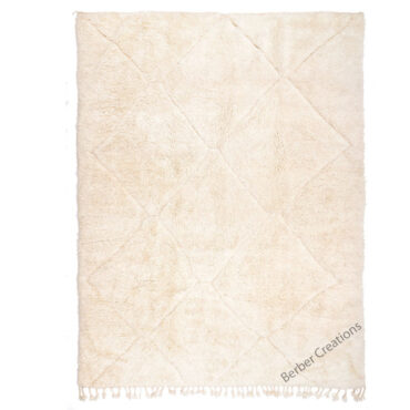Soft Shaggy Moroccan Beni Wool Rug White