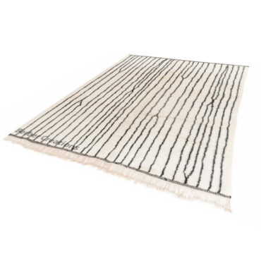 Striped Moroccan Wool Rug Black and White
