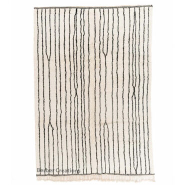 Striped Moroccan Wool Rug Black and White