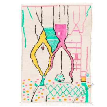 Bright Colorful Moroccan Azilal Rug Bohemian Style