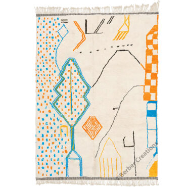 Moroccan Azilal Rug Orange and Blue