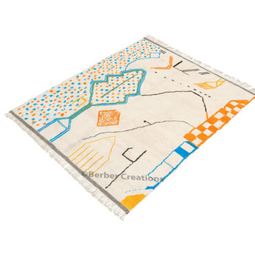 Moroccan Azilal Rug Orange and Blue