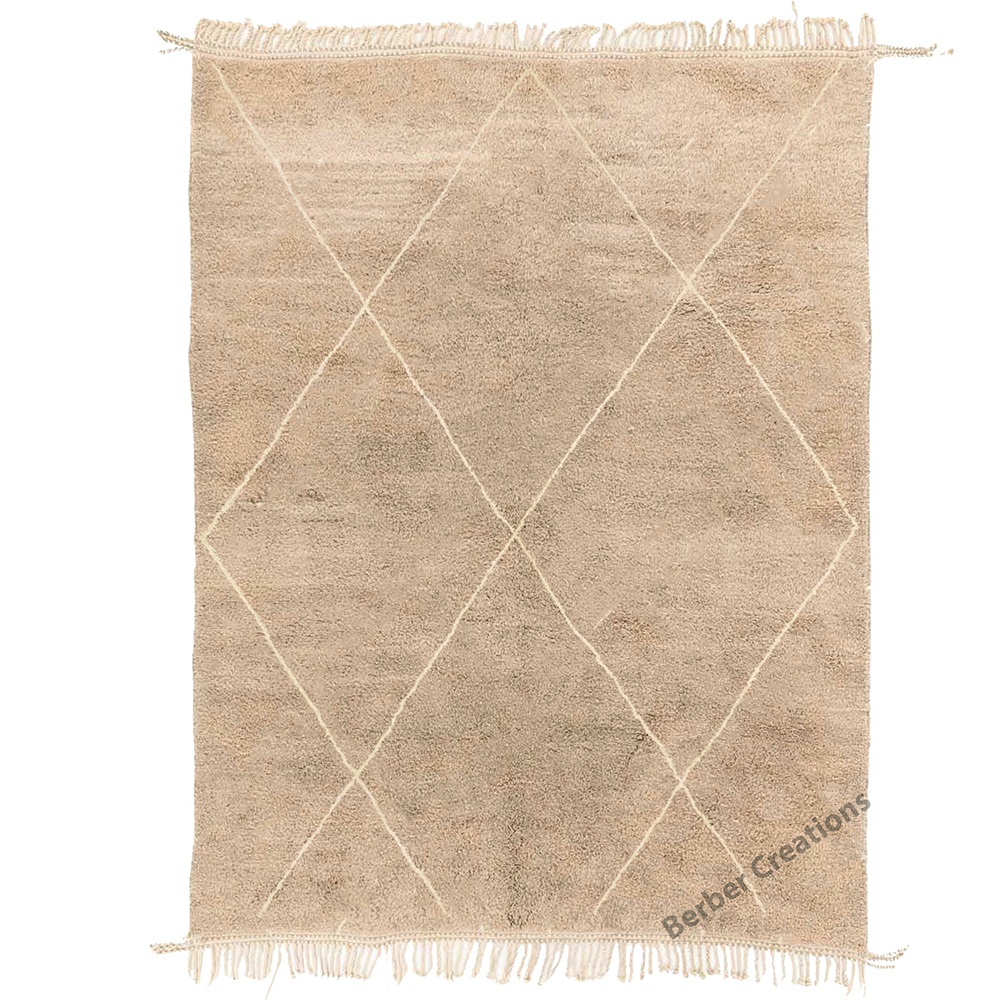 Moroccan beni ourain rug beige and white
