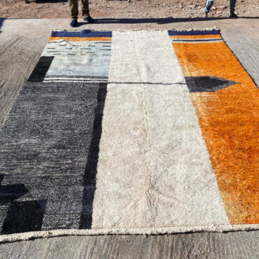 Authentic Moroccan Beni Rug Orange and Blue