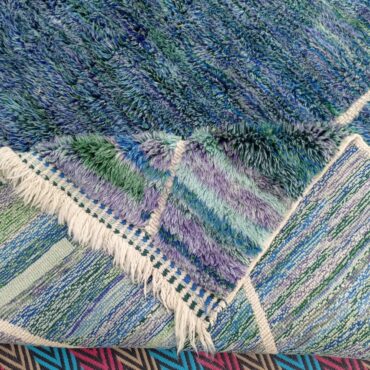 Contemporary Moroccan Wool Rug Blue Green and Purple 8×10 Ft