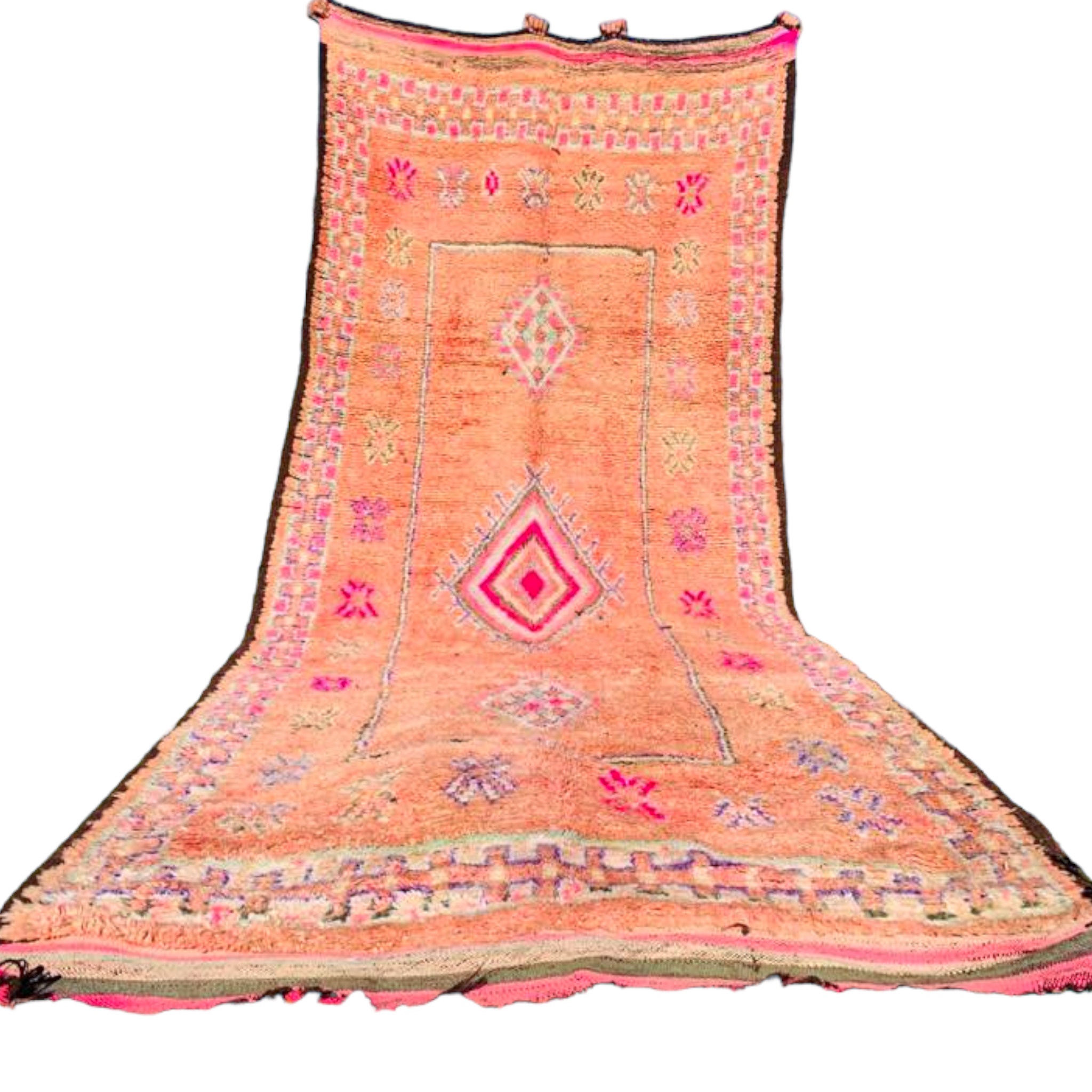 Moroccan faded vintage wool rug pink