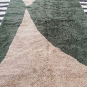 Authentic Moroccan Beni Rug Green and Beige