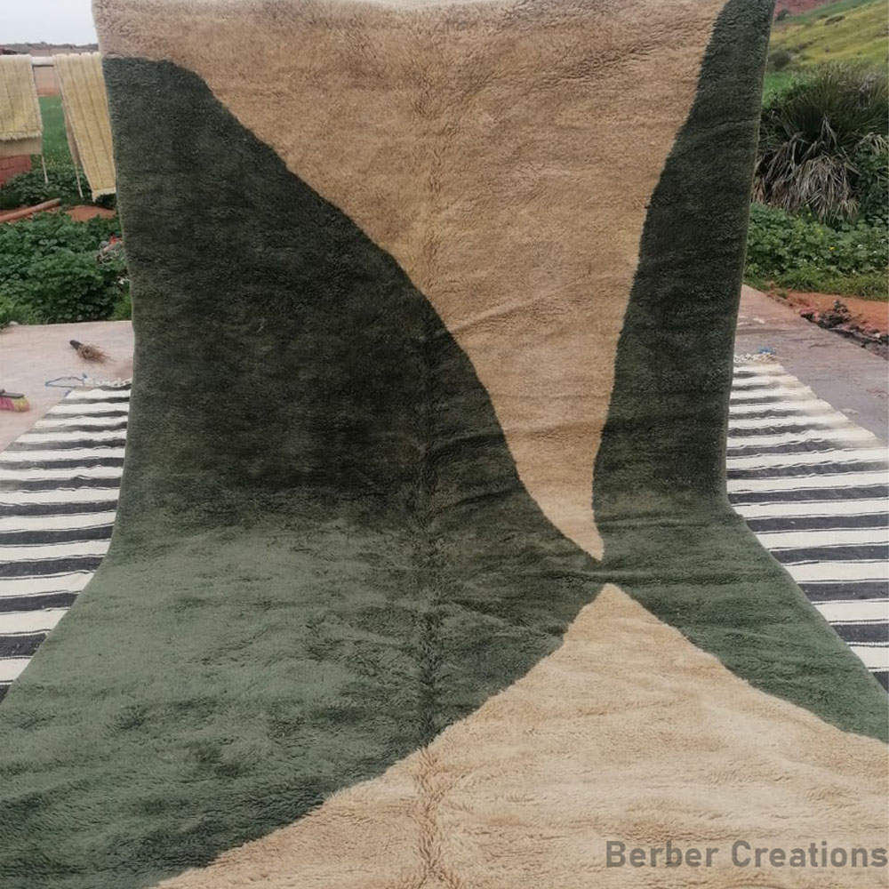 Moroccan Abstract Wool Rug Green