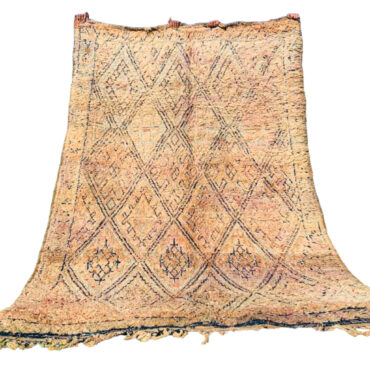 Faded Vintage Moroccan Wool Rug Diamond Pattern 5.9x 8.5 Ft