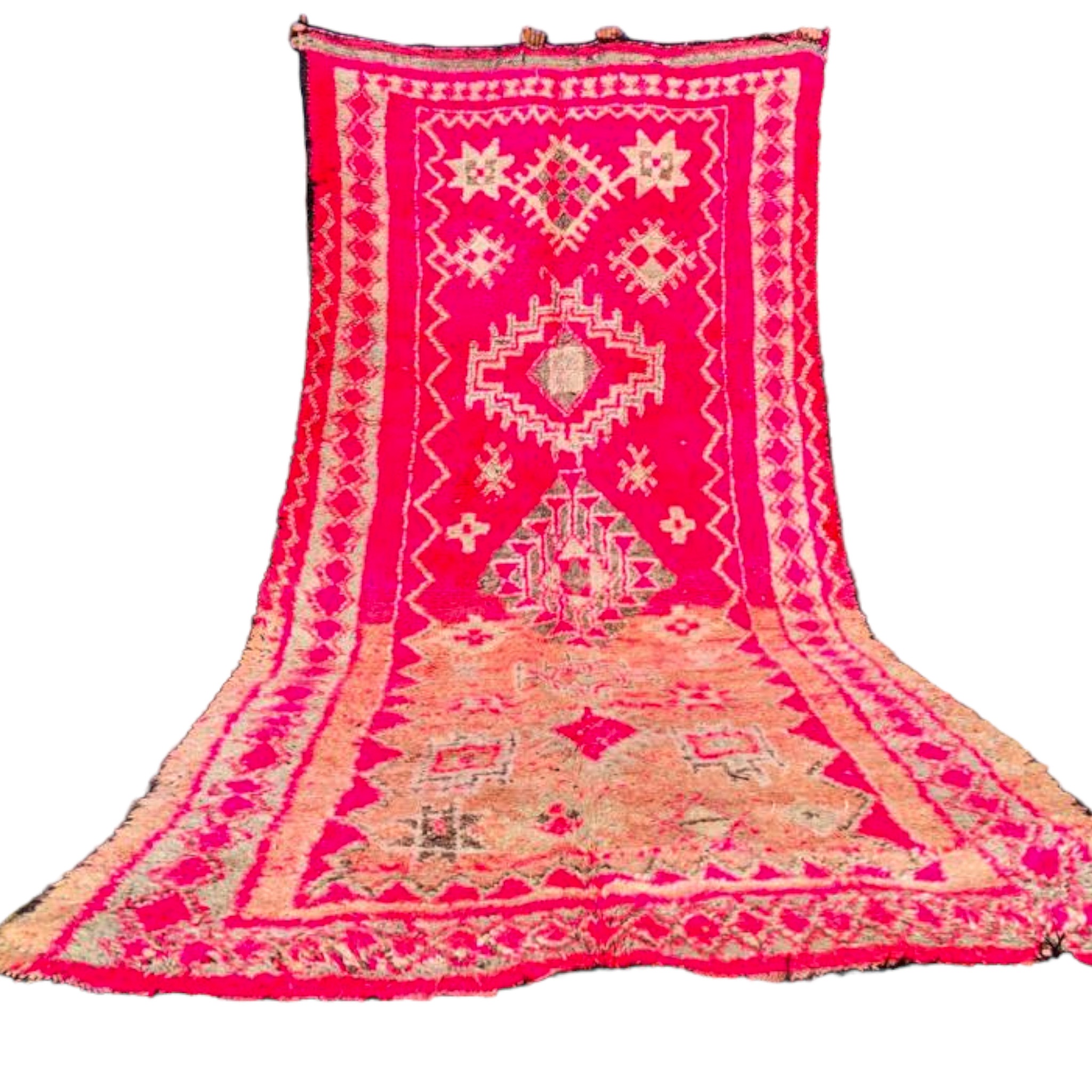 moroccan vintage wool rug bright pink bohemian style