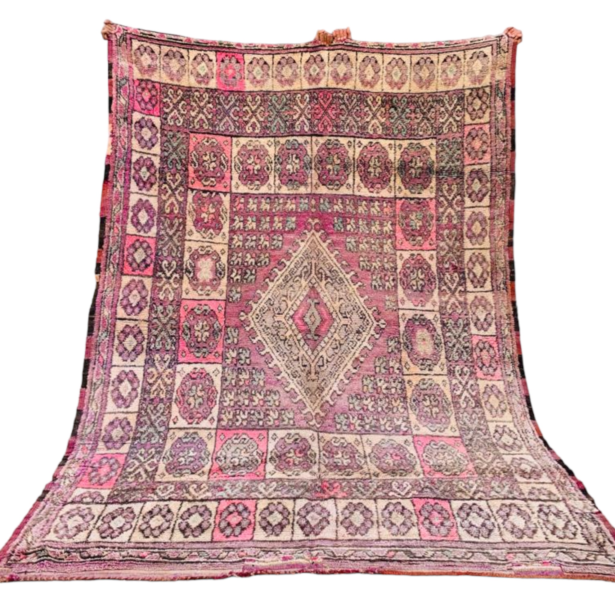 Moroccan vintage wool rug magenta