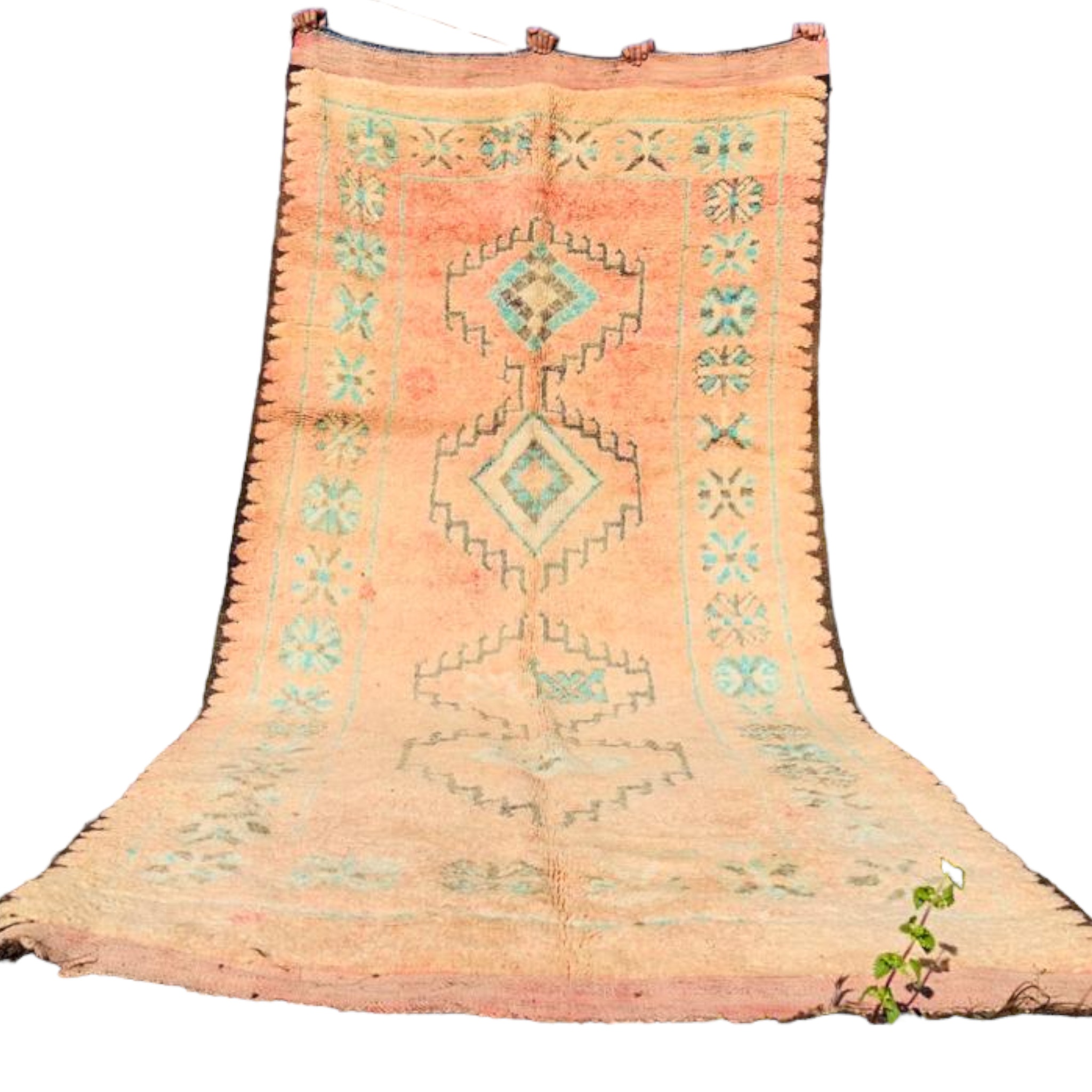 Moroccan vintage wool rug peach 170x350 cm