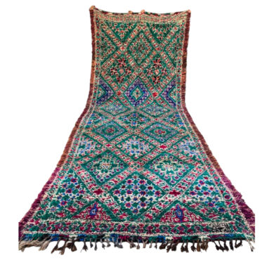 Large Moroccan Vintage Wool Rug Zayan Tribe Green 6.8×17.5 ft