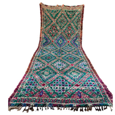 Large Moroccan Vintage Wool Rug Zayan Tribe Green 6.8×17.5 ft