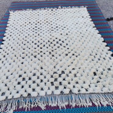 Textured Black and White Moroccan Wool Rug 7.8×9.5 Ft