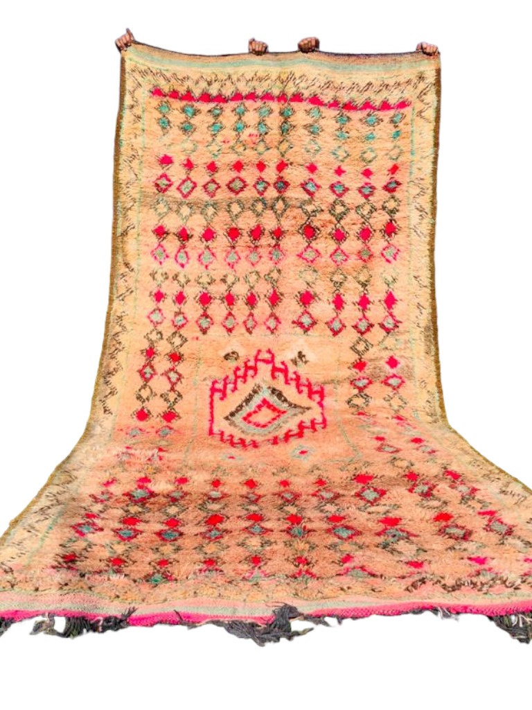 vintage moroccan berber rug peach and pink