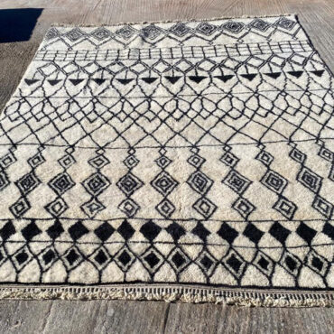 Moroccan Wool Rug Beni Ourain Style Black and White