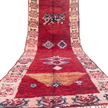 Stunning Authentic Vintage Moroccan Rug Red 5×15 Ft