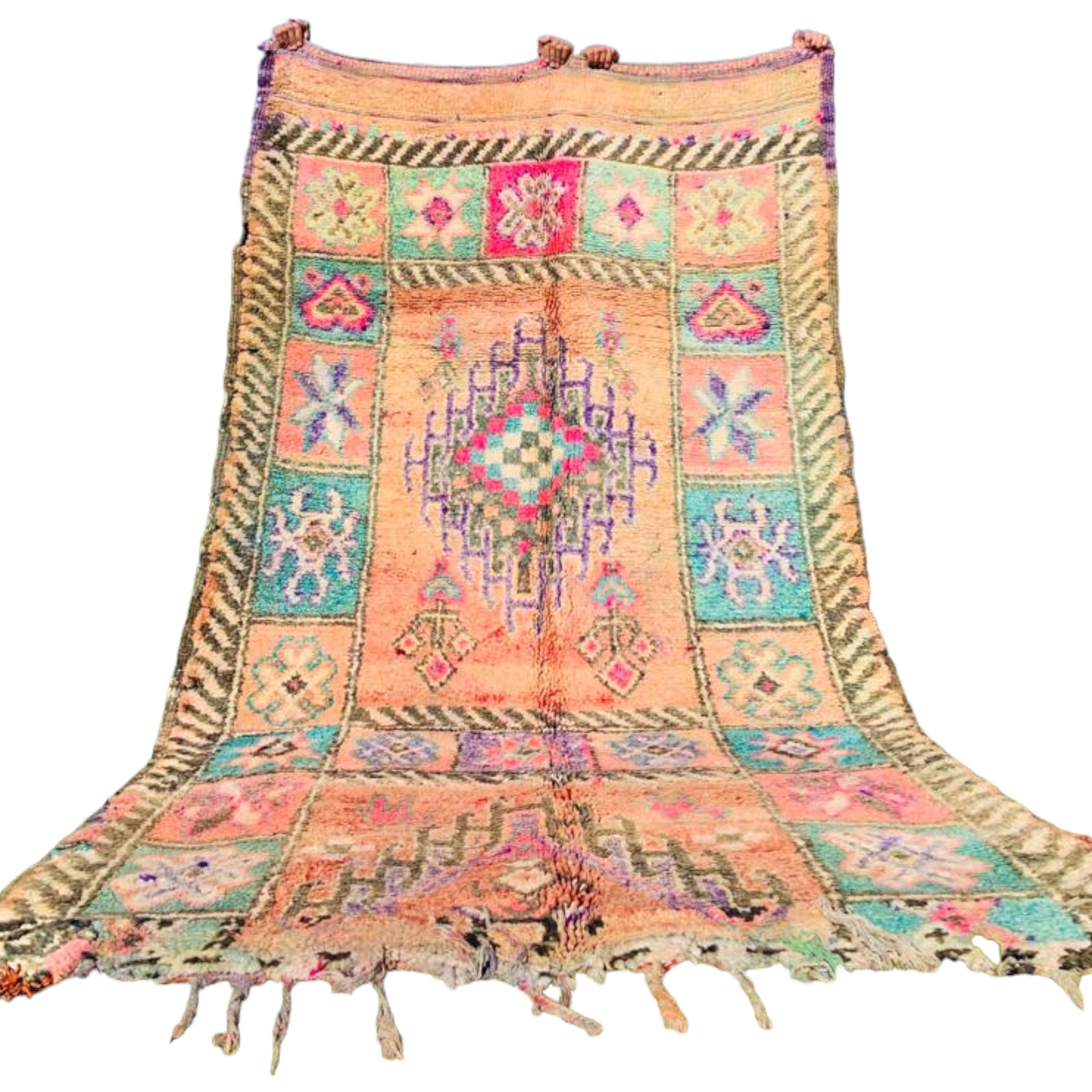 vintage handmade moroccan berber wool rug bohemian style