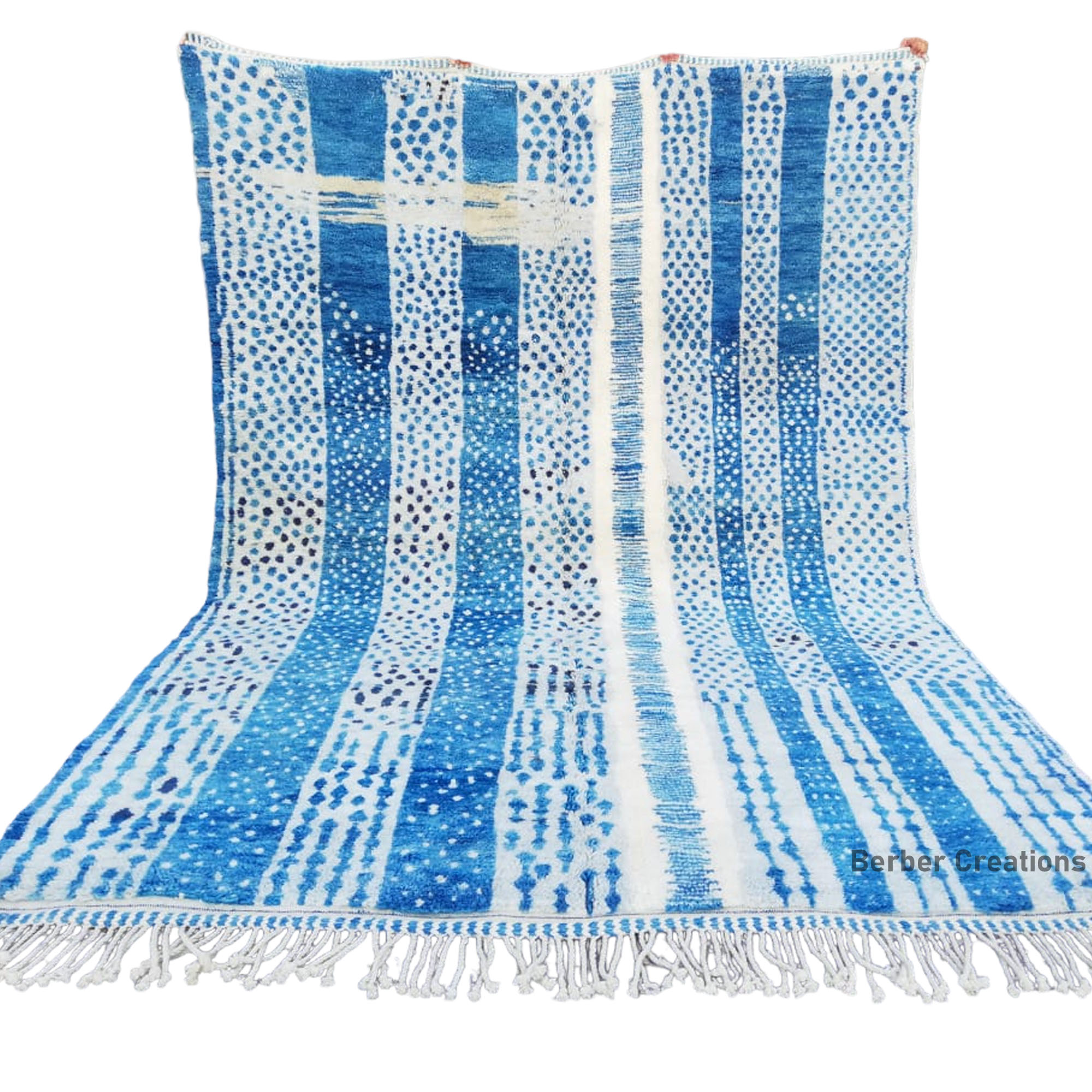 abstract moroccan beni rug blue