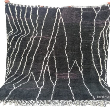 Black Moroccan Beni Rug 7.5 x 7.7 feet