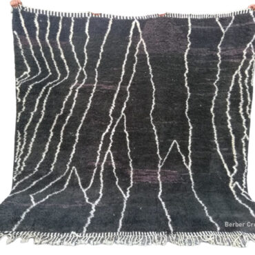 Black Moroccan Beni Rug 7.5 x 7.7 feet