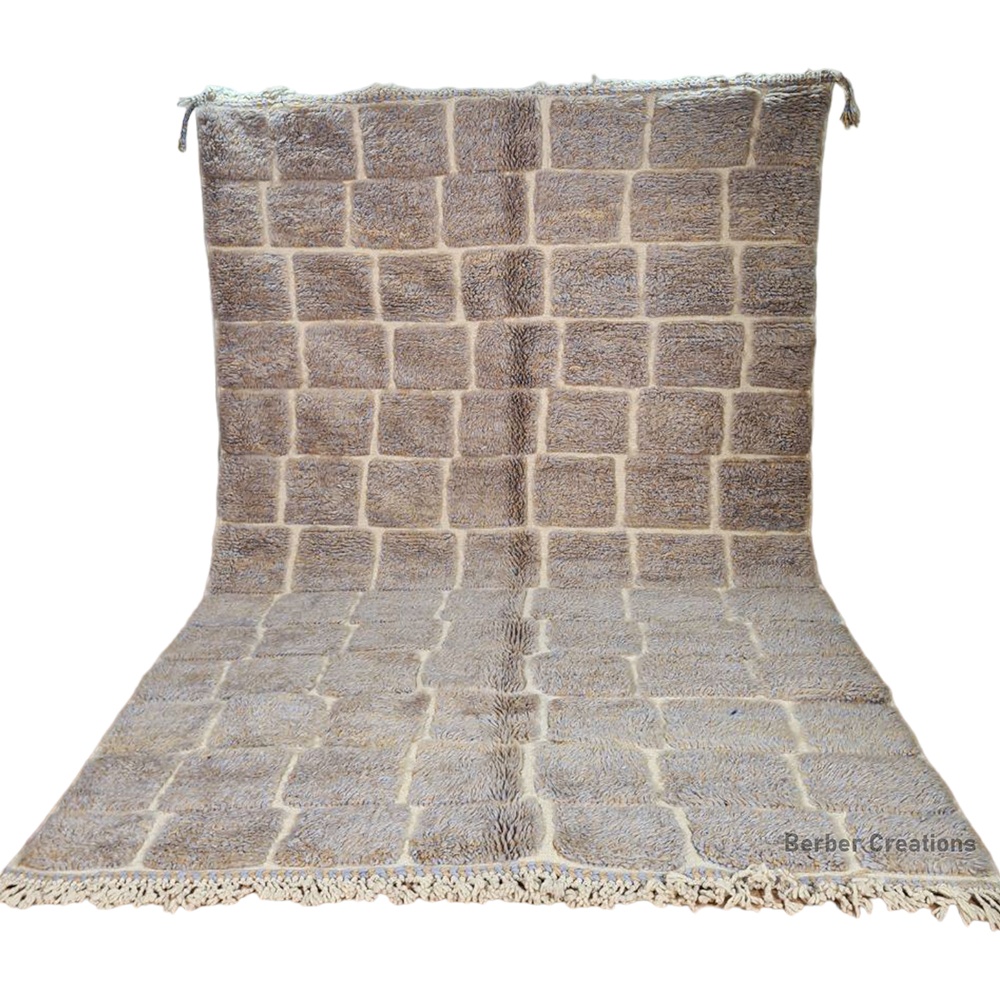 Moroccan Beni Ourain rug beige and blue