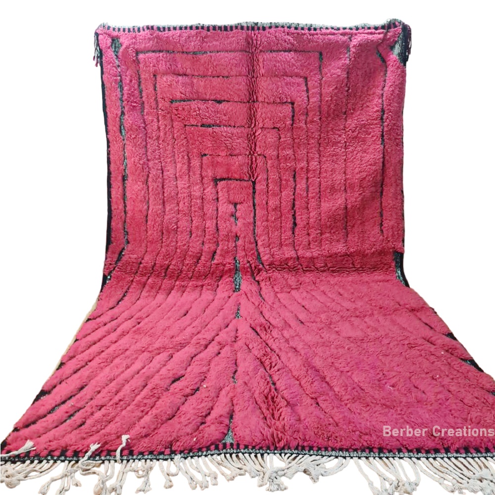 moroccan beni ourain wool rug bright pink