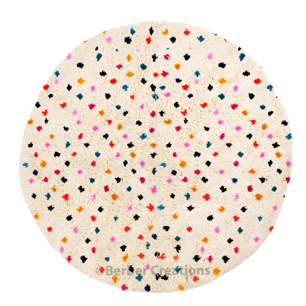 moroccan round rug colorful polka dots