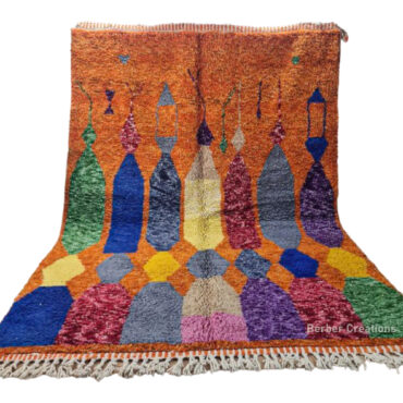 Moroccan Abstract Wool Rug Orange 6.5′ x 9.8′