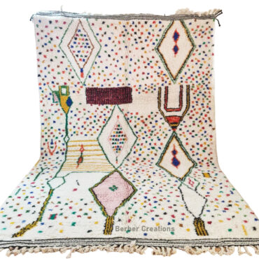 Shag Moroccan Azilal Rug Colorful Dots  6.5′ x 9.8′