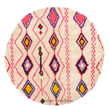 Fluffy Round Moroccan Rug Pink