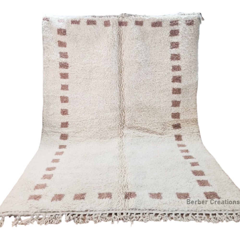 shag moroccan beni ourain rug white and beige