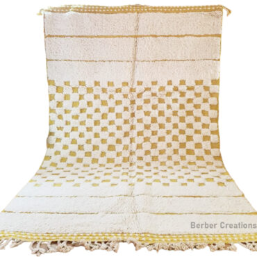 Shag Moroccan Rug White and Yellow 6.5′ x 9.8′