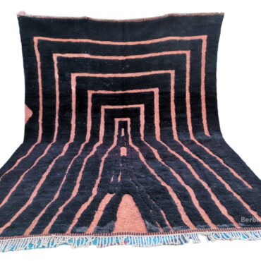 Large Textured Black Berber Beni Rug 10’x12.8′