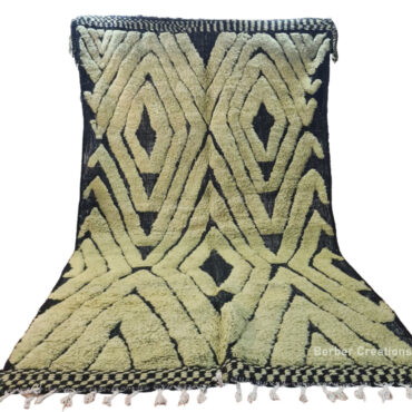 Textured Moroccan Beni Ourain Rug Green 6.5′ x 9.8′