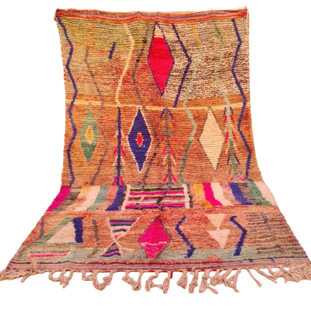 Vintage bohemian boujaad moroccan rug