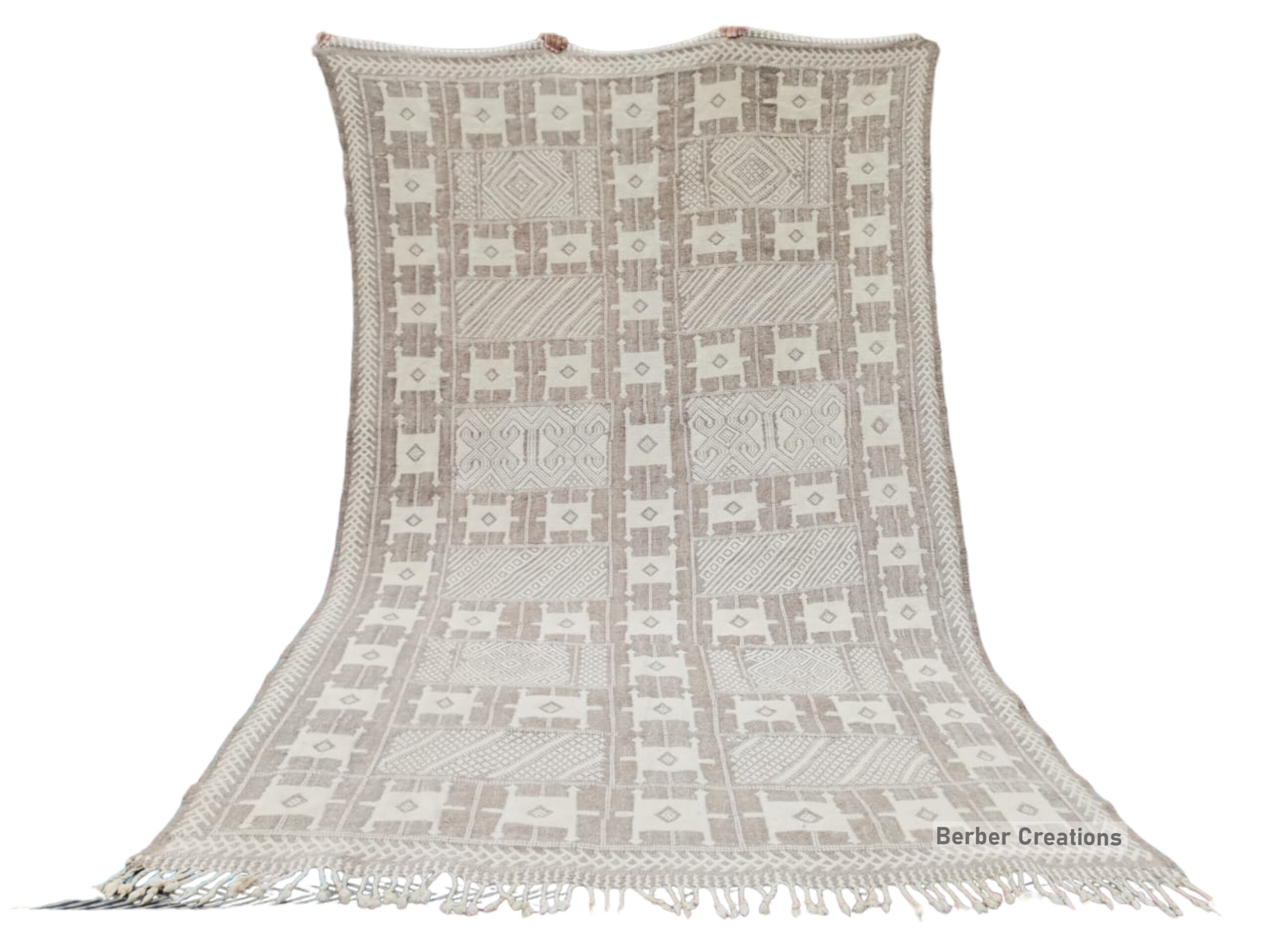 beige moroccan zanafi kilim wool rug