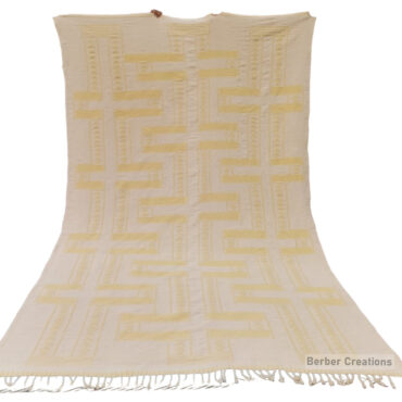 Handmade Moroccan Kilim Rug Yellow and Cream 6.8 x10.4 ft