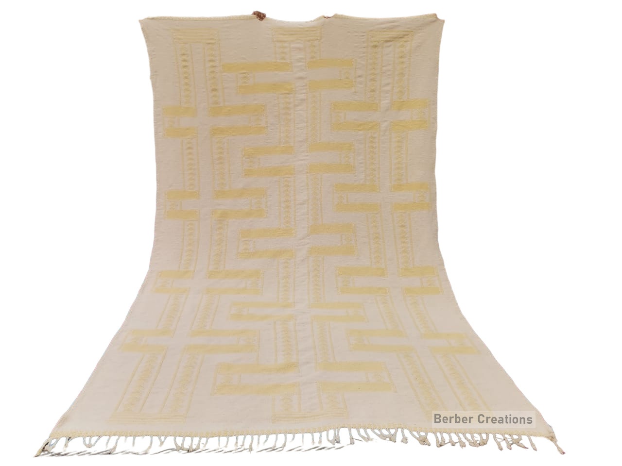 handmade moroccan kilim rug yellow and cream