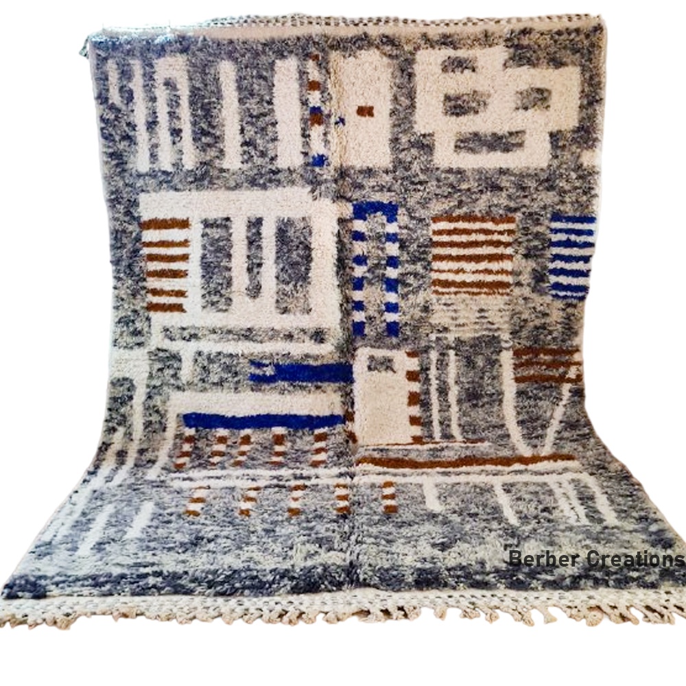 shag abstract moroccan berber rug gray