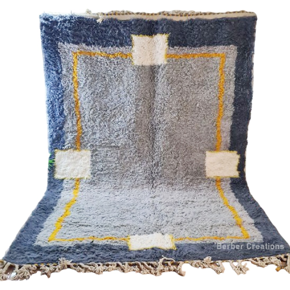 shag moroccan beni ourain rug blue