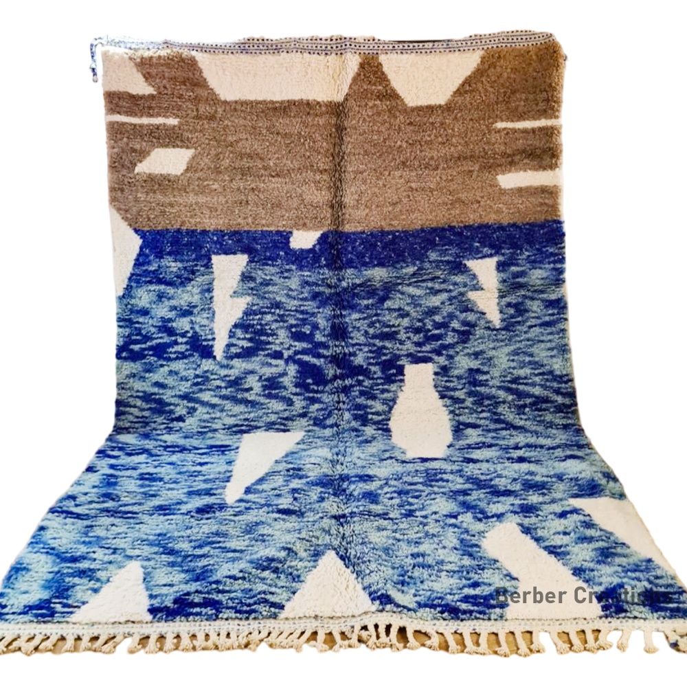 shag moroccan wool rug blue and brown