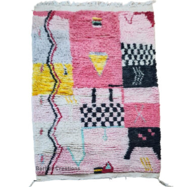 Small Pink Moroccan Rug Boho Style 3.2’x4.9′