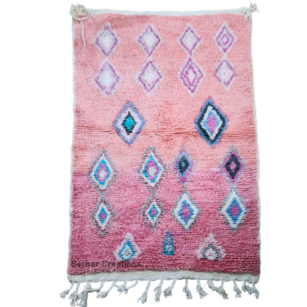 small pink moroccan wool rug