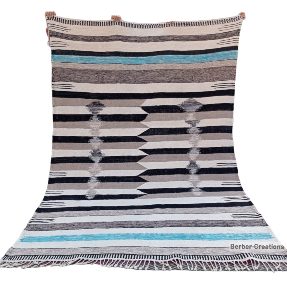 Striped moroccan flat weave kilim rug