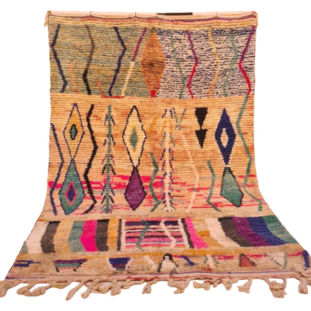 Vintage moroccan boujaad rug bohemian style