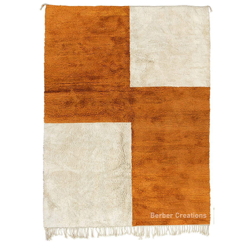 modern moroccan wool rug orange