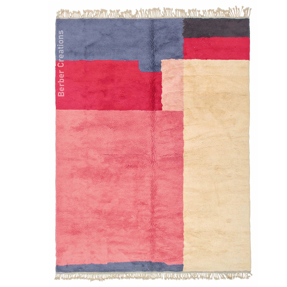moroccan pink abstract wool rug